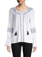 Design History Embroidered Bell-sleeve Peasant Top
