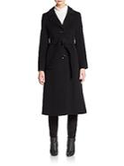Cinzia Rocca Fleece Wool-blend Long Coat/black