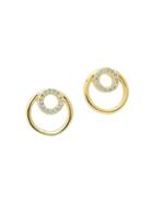 Sterling Forever Double O 14k Goldplated & Cubic Zirconia Stud Earrings