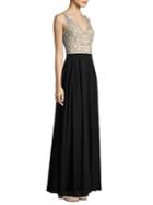 Aidan Mattox Embellished Colorblock Gown