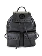 Valentino By Mario Valentino Simeon Rockstud Pebbled-leather Backpack