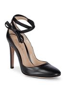 Gianvito Rossi Glossy Leather Ankle Strap Pumps
