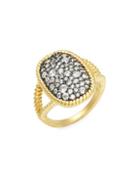 Freida Rothman Gilded Cable Sterling Silver & Pav&eacute; Crystal Cocktail Ring