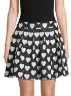 Alice + Olivia Fizer Heart-print Pleated Skirt