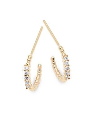 Saks Fifth Avenue Diamond And 14k Yellow Gold Huggie Earrings