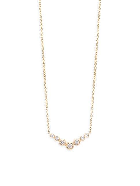Danni 14k Yellow Gold V-bezel Diamond Pendant Necklace