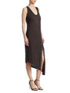 Iro Karossi Lace-up Slit Linen Midi Dress
