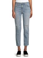 Ag Isabelle Distressed Straight Cropped Jeans