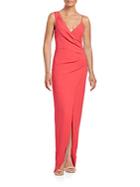 Nicole Miller Ruched Asymmetrical Gown