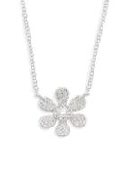 Saks Fifth Avenue 14k White Gold Diamond Flower Pendant Necklace