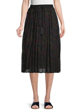 Central Park West Embroidered Pleated Skirt