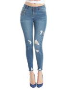 La La Anthony Faux Pearl-accented Distressed Skinny Jeans