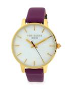 Ted Baker London Stainless Steel & Leather Strap Watch