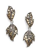 John Hardy Dot Ayu Sterling Silver & 18k Yellow Gold Leaf Drop Earrings