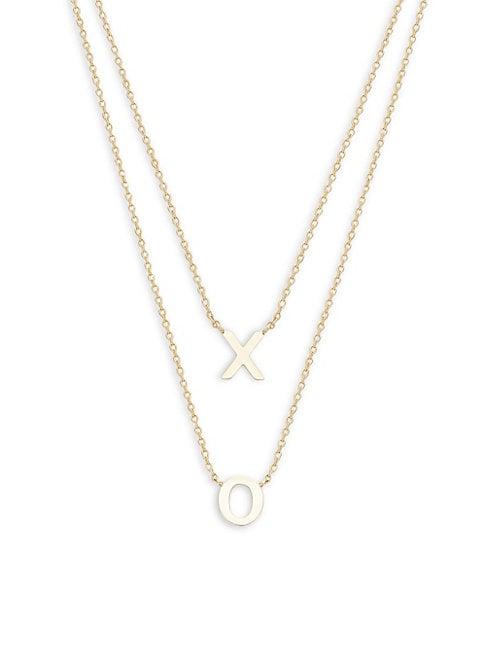 Saks Fifth Avenue 14k Yellow Gold X & O Pendant Layered Necklace