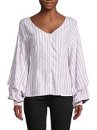 Cupcakes And Cashmere Striped V-neck Top