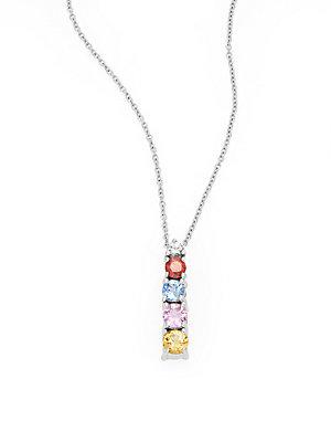 Effy Sapphire & 14k White Gold Pendant Necklace