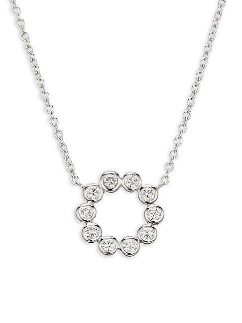 Nephora 14k White Gold & Diamond Circle Pendant Necklace