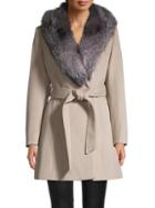 Sofia Cashmere Fox Fur-collar Wool-blend Coat