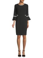 Calvin Klein Collection Two-tone Bell-sleeve Sheath Dress