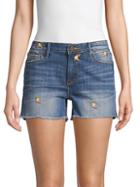 Driftwood Connie Floral-embroidered Jean Shorts