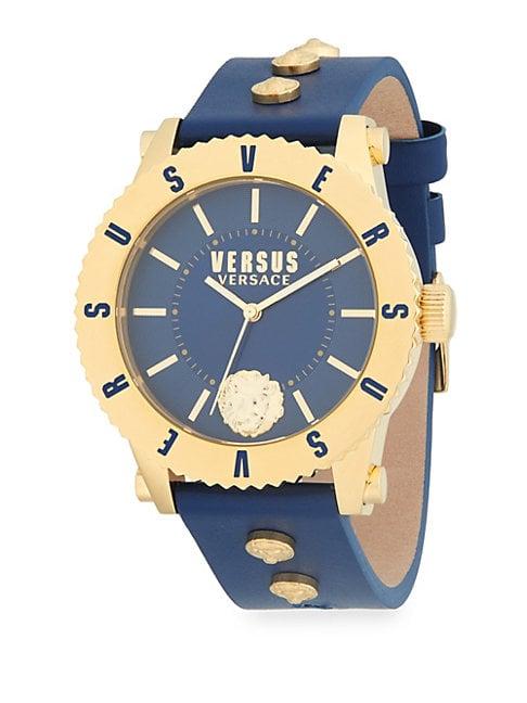 Versus Versace Round Stainless Steel Leather-strap Watch