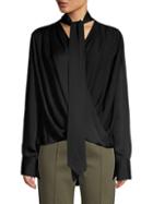 Derek Lam Silk Draped Tieneck Wrap Blouse