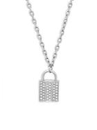 Swarovski Crystal And Stainless Steel Lock Pendant Necklace