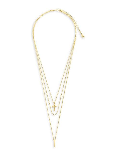 Sterling Forever Cross & Bar Layered Chain Necklace