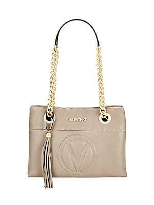 Valentino By Mario Valentino Embossed Logo Leather Shoulder Bag