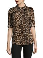 Karl Lagerfeld Paris Printed Button-front Top