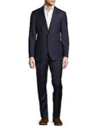Saks Fifth Avenue Made In Italy Modern Fit Windowpane Wool Suit