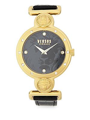 Versus Versace Stainless Steel & Saffiano Leather-strap Watch
