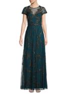 Adrianna Papell Beaded Sheer Gown