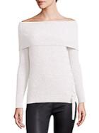 Roi Le Sexy Ribbed Cashmere Off-the-shoulder Pullover