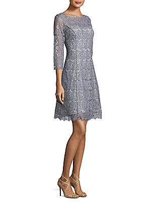 Theia Floral Lace Cocktail Dress