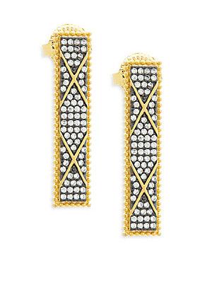 Freida Rothman Contemporary Deco Crystal And Sterling Silver Statement Earrings