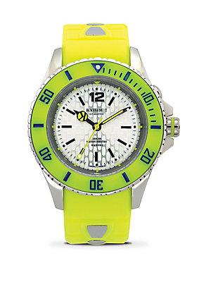 Kyboe Neon Yellow Silicone & Stainless Steel Strap Watch/40mm