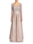 Kay Unger Sequin Lace & Metallic Jacquard Gown