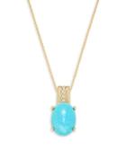 Effy 14k Yellow Gold Turquoise & Diamond Pendant Necklace