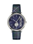 Versace V-circle-the Clans E Stainless Steel & Leather-strap Watch