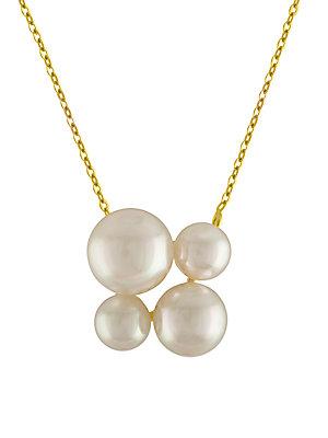 Majorica 7-10mm White Round Pearl And Goldplated Sterling Silver Pendant Necklace