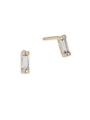 Ef Collection Baguette Diamond Bar Stud Earrings