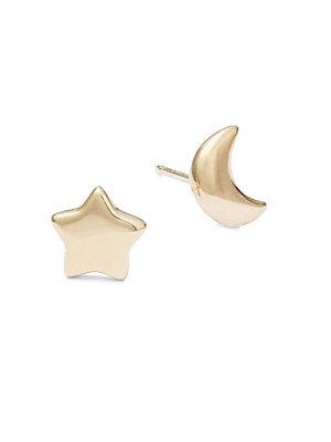 Saks Fifth Avenue Star And Moon 14k Gold Earrings