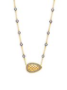 Freida Rothman Goldtone & Crystal Lattice Pendant Necklace