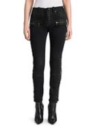 Unravel Project Wax Denim Lace-up Skinny Jeans