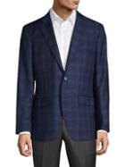 Saks Fifth Avenue Made In Italy Standard-fit Windowpane Check Wool & Silk Suit Jacket