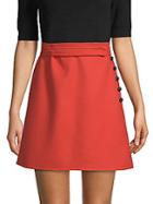 Valentino Side-button Wool Mini Skirt