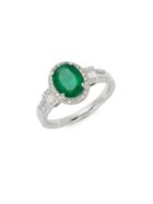 Effy Diamond & Emerald 14k White Oval Ring
