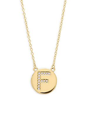 Sterling Forever Round Initial Crystal And Sterling Silver Charm Pendant Necklace